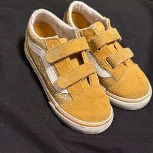 Vans Gold and White Glitter Sneakers- toddler/little kid size 9.5